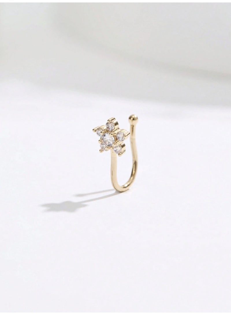 ڤيا حلق أنف أنثوي بزخرفة زهرة زركون. تصميم فاخر وناعم للنساء - Image 2